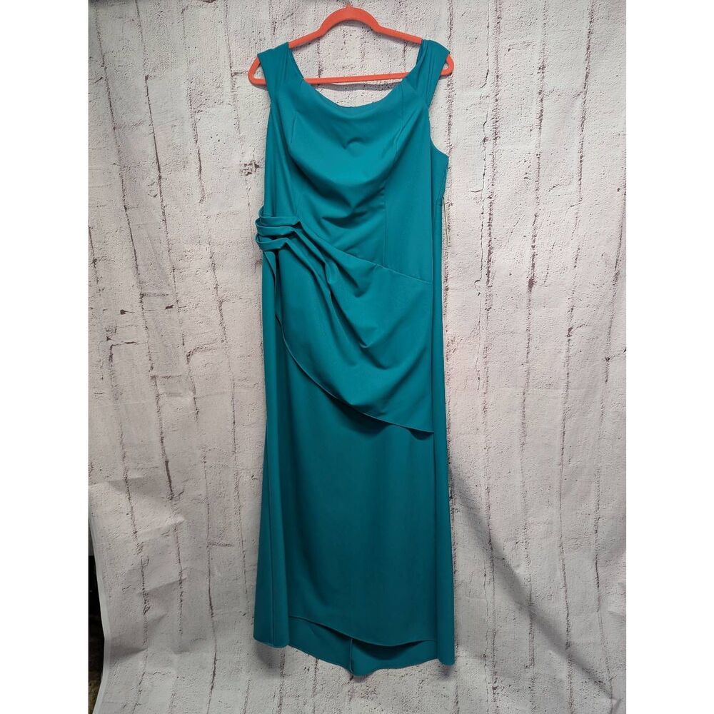 Eliza J Maxi Dress Illusion Tuck Front Gown In‎ Teal Sz 14W NWT ***